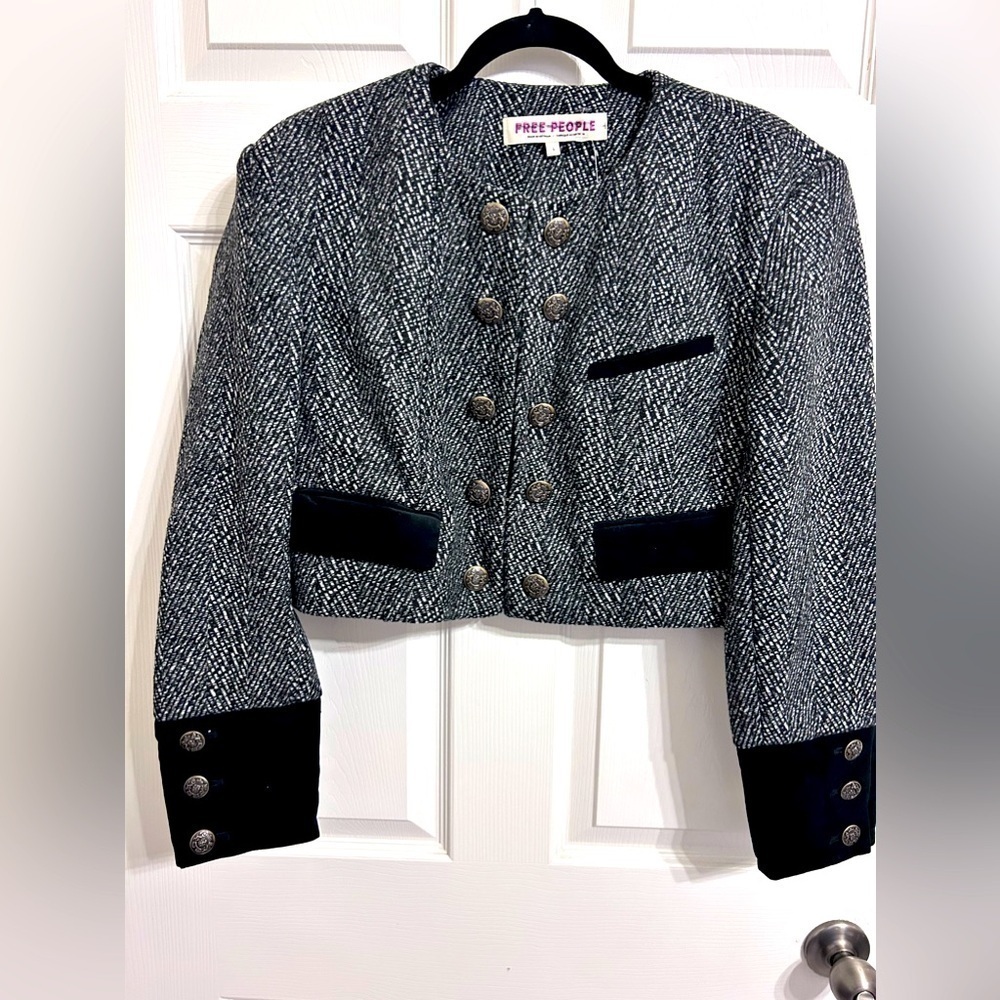 NWOT Free People, Emily Jacket, Small in Black/Gray - Picture 2 of 11